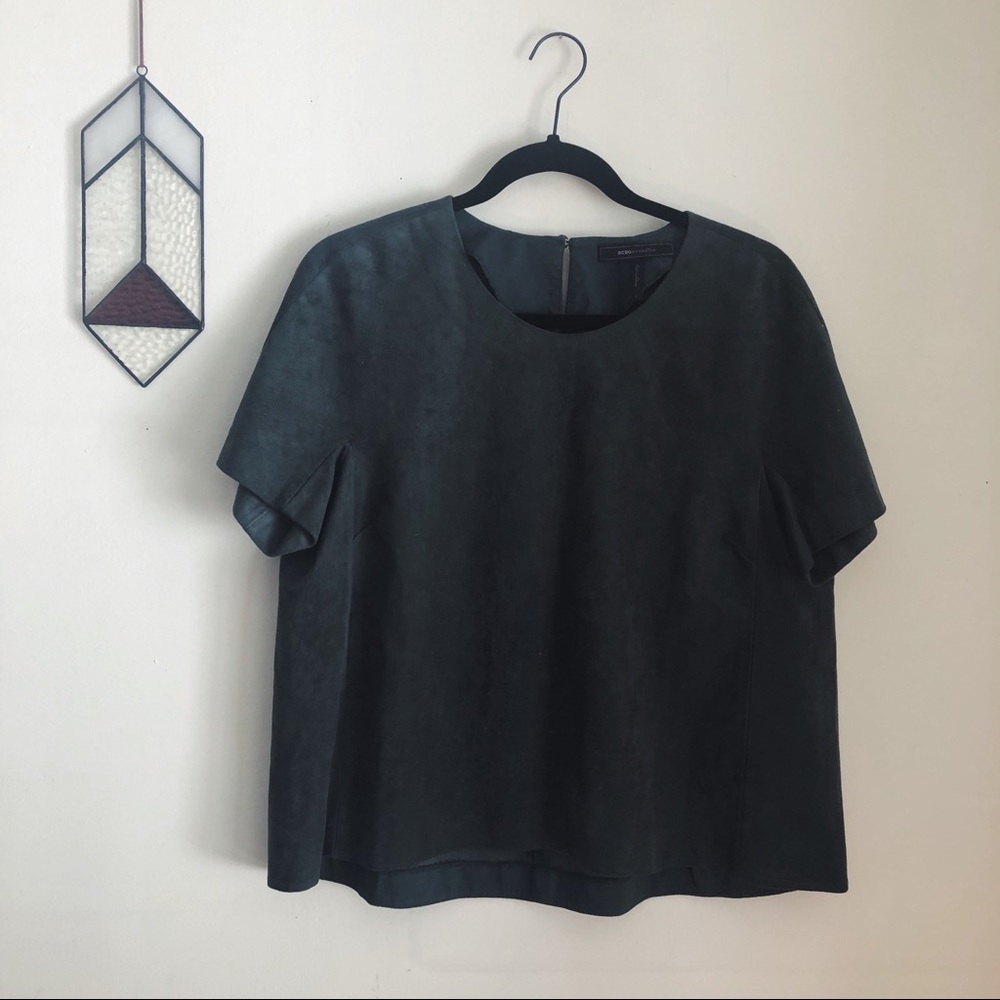BCBG Faux Suede Shell Top